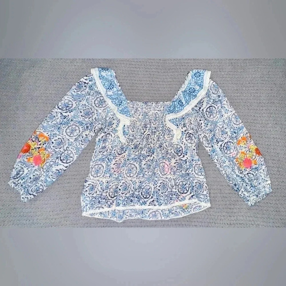 Love the Label Embroidered Puffy long Sleeved cropped shirt size XS - Picture 10 of 10